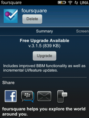 Foursquare App For BlackBerry Updated To Version 3.1.5   Improves BBM Functionality