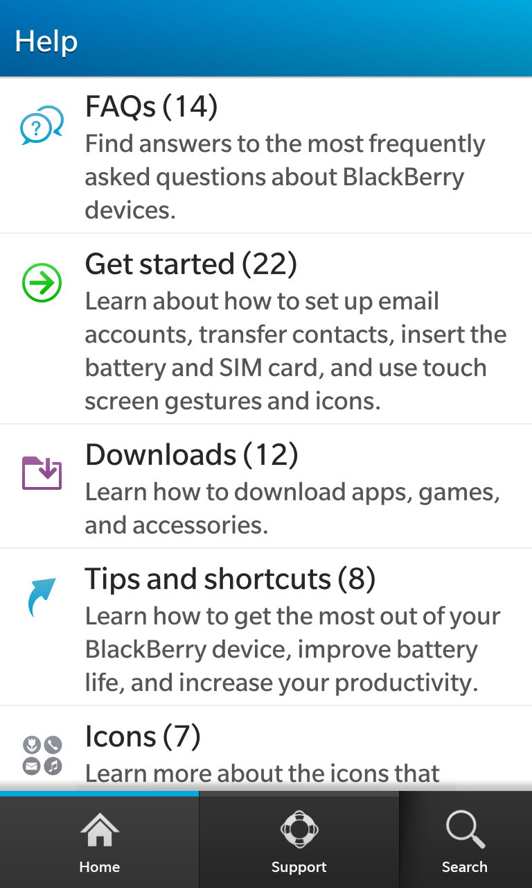 Blackberry 10 Help App