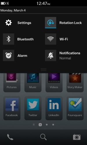Blackberry Z10 Screen Rotation Lock