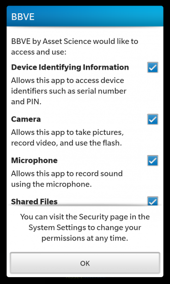 Blackberry Virtual Expert permissions